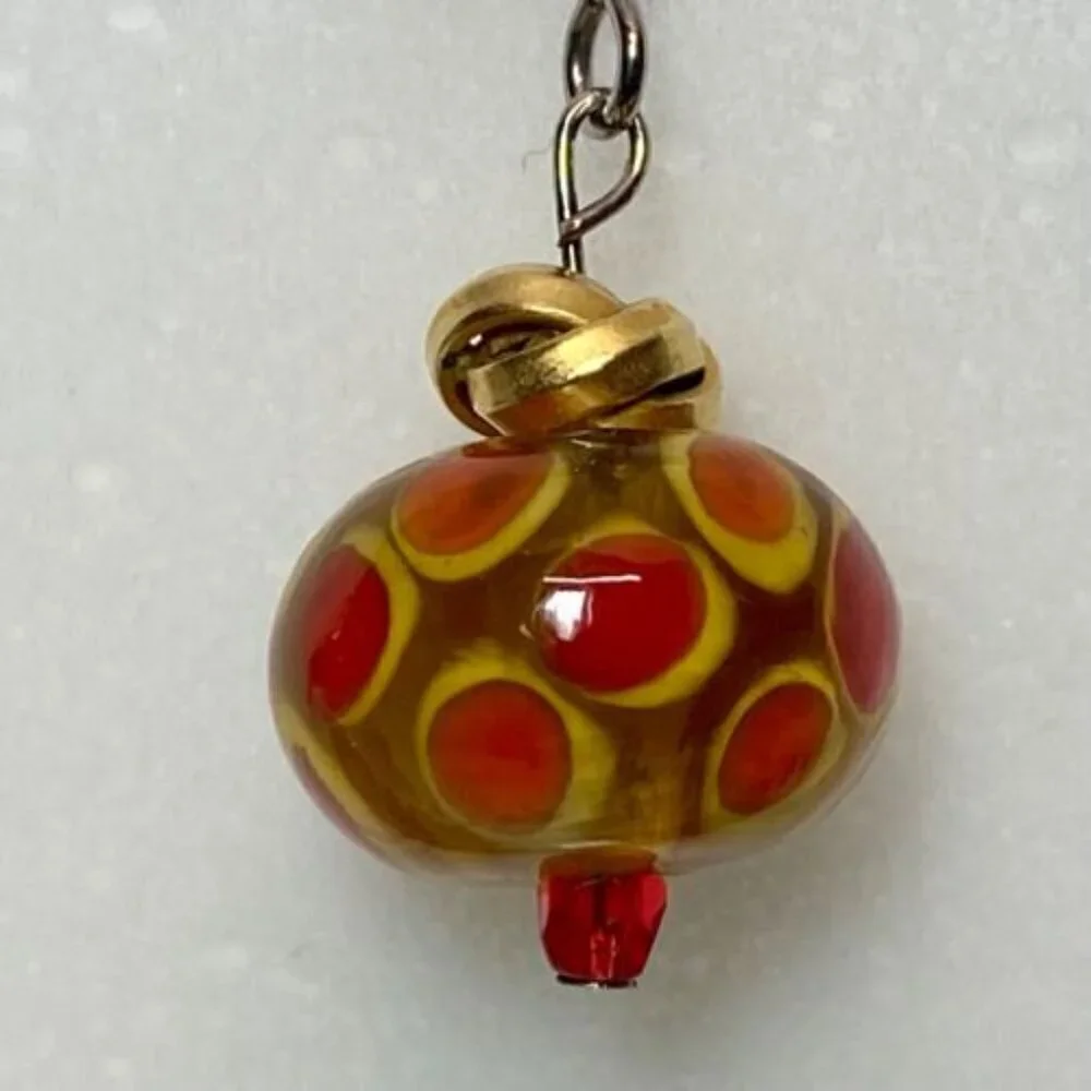 Murano Venetian Earrings Clear Glass Bead Multi‎ Color Polka Dot Dangle Hook VTG